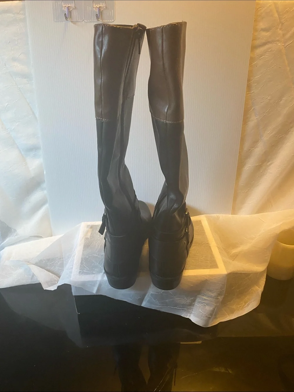 Classic Over-the-Knee Leather Boots in Dark Brown